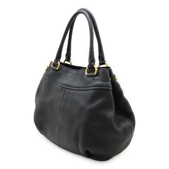 Prada Tote Handbag Leather NERO Black Gold Hardware Missing Shoulder Strap - Picture 2 of 8